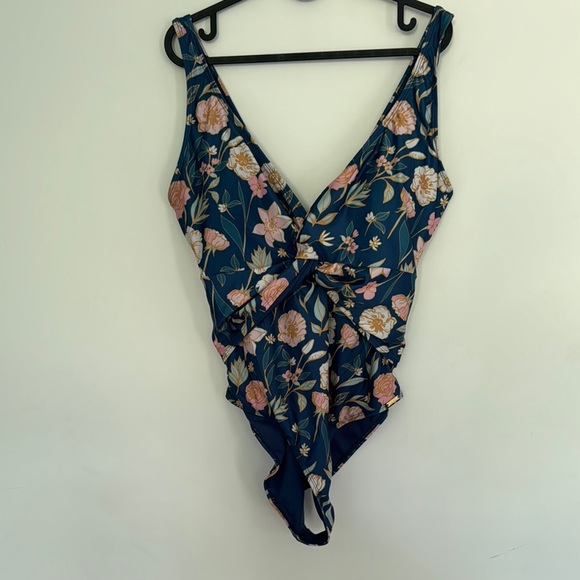 Nicole Miller Blue Floral One Piece Swimsuit - Picture 2 of 5
